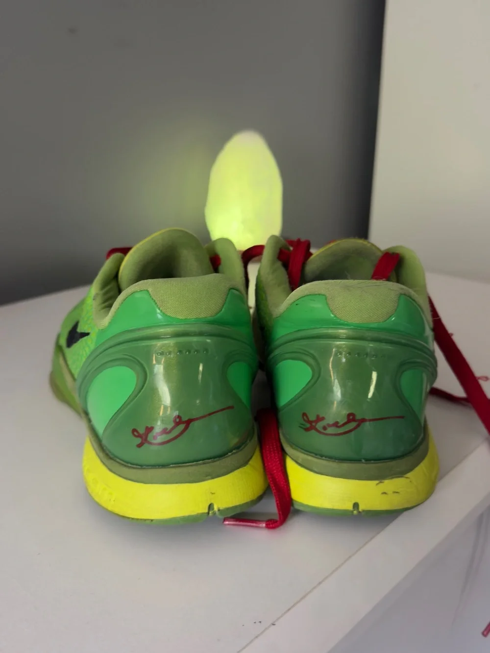 Nike Kids Neon Green Basketball Sneakers with Red Laces